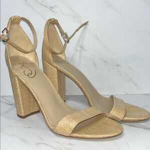 Sam Edelman yaro tan ankle strap heels sz 12.  (O5)